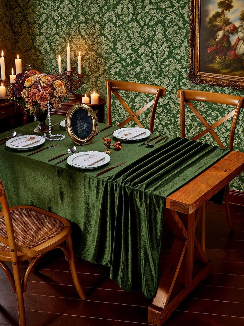 SoarDream Olive Green Velvet Tablecloth 60 x 102 Inch Lush Panne Rectangular Table Cloth for Banquet Party Wedding Baby Shower Decorations - Image 2