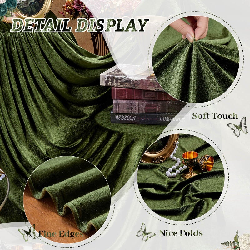 SoarDream Olive Green Velvet Tablecloth 60 x 102 Inch Lush Panne Rectangular Table Cloth for Banquet Party Wedding Baby Shower Decorations - Image 3