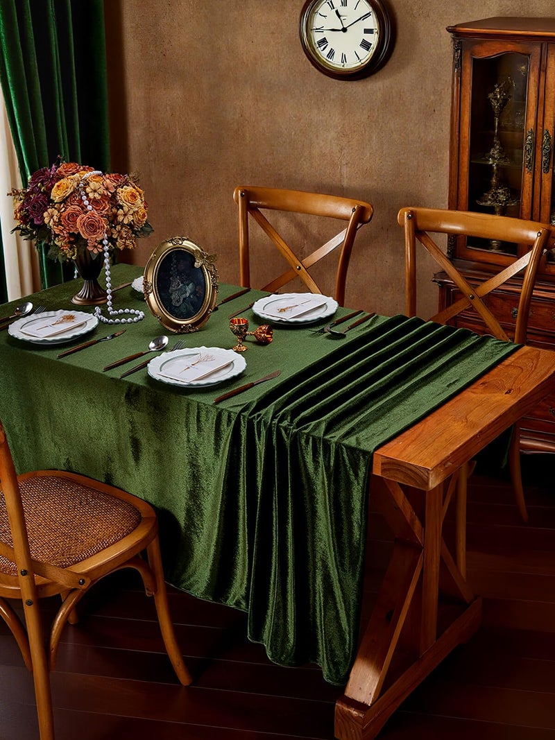 SoarDream Olive Green Velvet Tablecloth 60 x 102 Inch Lush Panne Rectangular Table Cloth for Banquet Party Wedding Baby Shower Decorations - Image 5