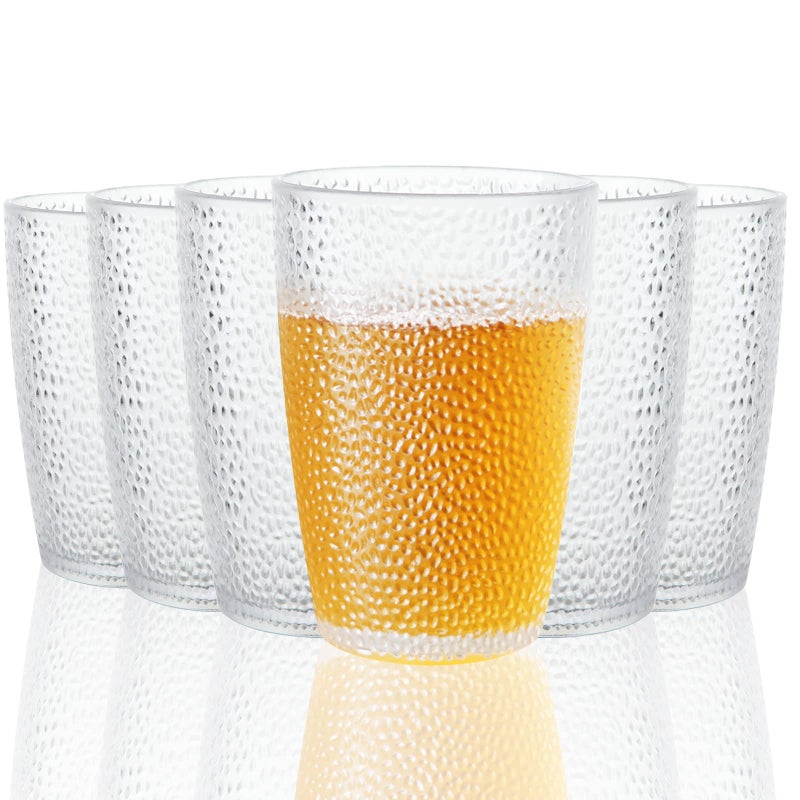 SENENQU 6PCS Plastic Drinking Glasses Set 350ml  12oz Unbreakable Glass Tumblers Stackable Reusable Tumbler Cups Juice Water Glasses for Home Outdoor Picnic Camping Party  BPAFree