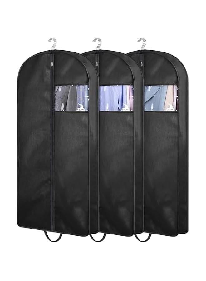 ميكسد TRASSLE 152CM Dress Garment Bags set of 3 for Hanging Clothes Travel, Gusseted Garment Bags for Closet Storage with Handles for Long Gowns, Coats (110CM)  - Image 1