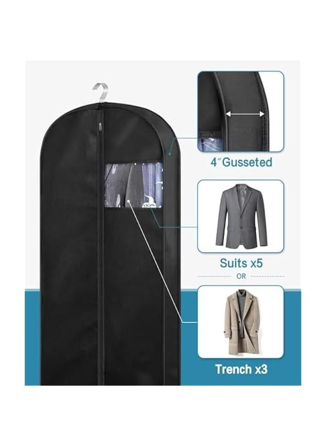 ميكسد TRASSLE 152CM Dress Garment Bags set of 3 for Hanging Clothes Travel, Gusseted Garment Bags for Closet Storage with Handles for Long Gowns, Coats (110CM)  - Image 2