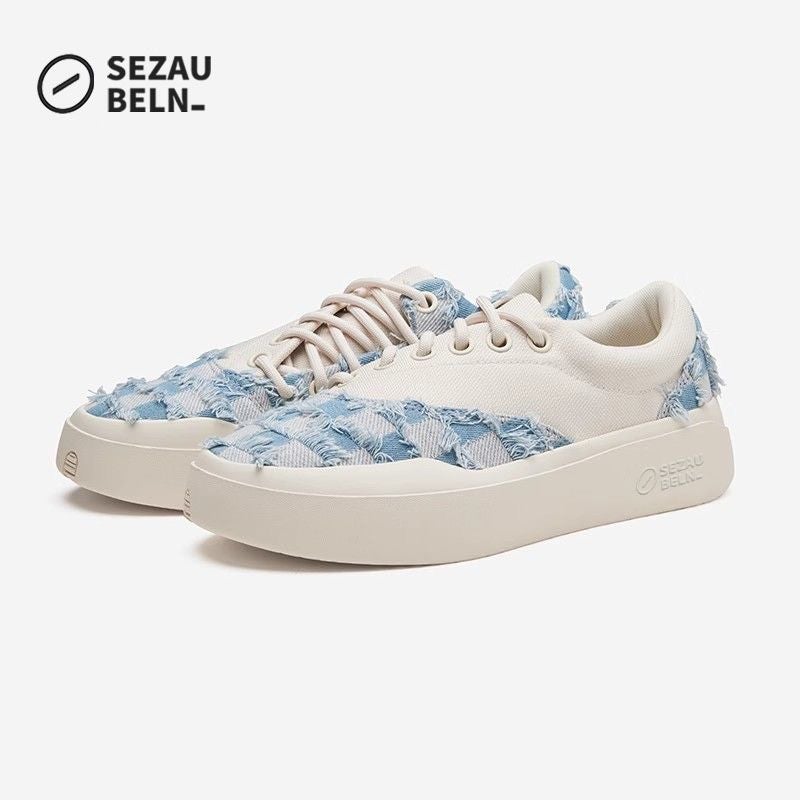 Sezau-Beln Cao Fang Xian Dou Breathable Szb Casual Black Checkered Tassel Non-Slip Low-Top Flat Trendy Basketball Shoes - Image 4