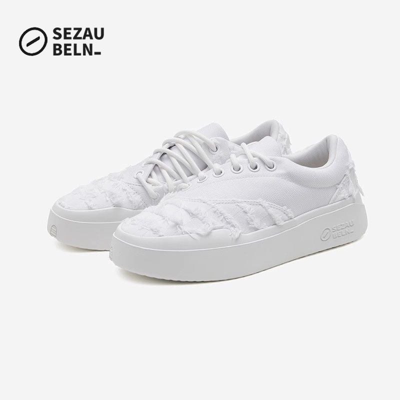 Sezau-Beln Cao Fang Xian Dou Breathable Szb Casual Black Checkered Tassel Non-Slip Low-Top Flat Trendy Basketball Shoes - Image 1