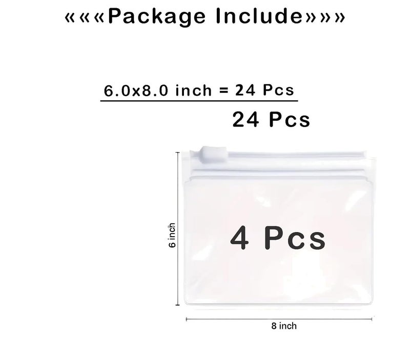 Hemira 24 Pcs Zip Lock Pouch Set – Transparent Reusable Bags Combo for Makeup, Jewellery, Stationery & Travel | 20 Small + 4 Large Organizer Pouches | Durable, Dust-Proof & Made in India - Image 3