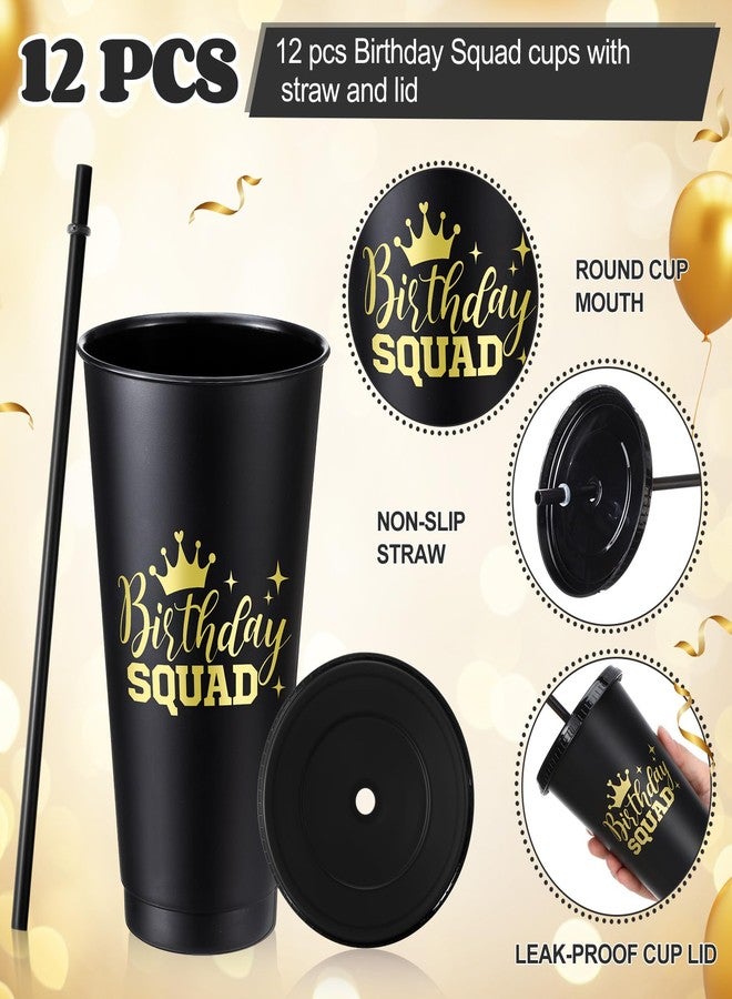 Potchen 12 Pcs Happy Birthday Cups 24 oz Reusable Plastic Birthday Squad Tumblers with Lid and Straw for 20th 30th 40th 50th 60th Party Christmas Anniversary Supplies for Adults - Image 3