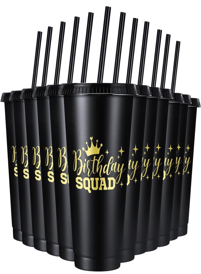 Potchen 12 Pcs Happy Birthday Cups 24 oz Reusable Plastic Birthday Squad Tumblers with Lid and Straw for 20th 30th 40th 50th 60th Party Christmas Anniversary Supplies for Adults - Image 1