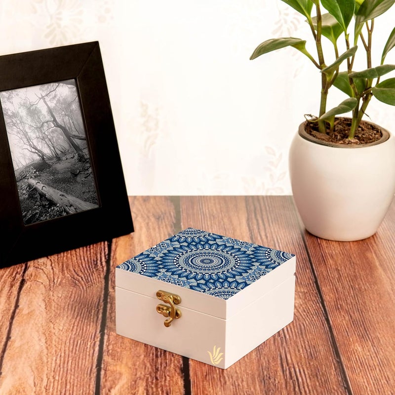 BRAHMA DESIGN BRAHMA DESIGN Decorative Gift Box for Presents Blue Mandala 2 Size 5 x 5 x 275 Jewellery Box Vintage Box Knickknacks Storage Trunk Gift Box for Packaging Wooden box for storage - Image 5