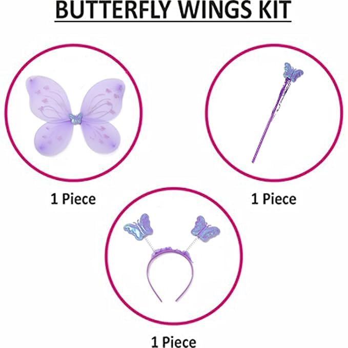 AK ANOLIHK Net Fairy Butterfly Wings Costume For Baby Girl (Fba Purple Wings) - Image 3
