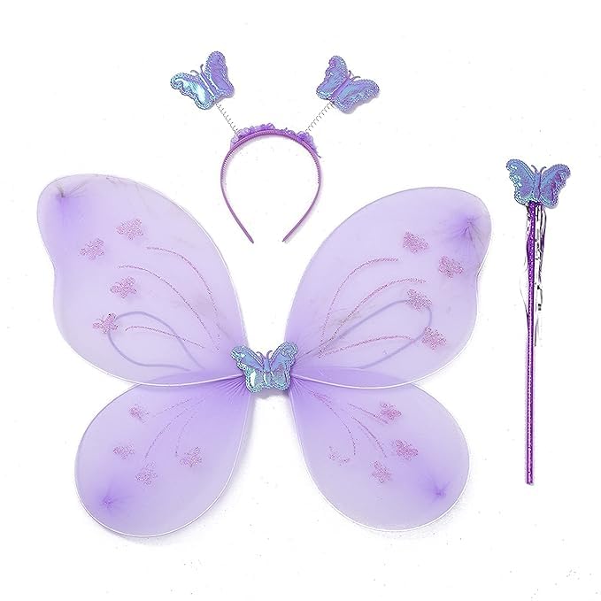 AK ANOLIHK Net Fairy Butterfly Wings Costume For Baby Girl (Fba Purple Wings) - Image 2