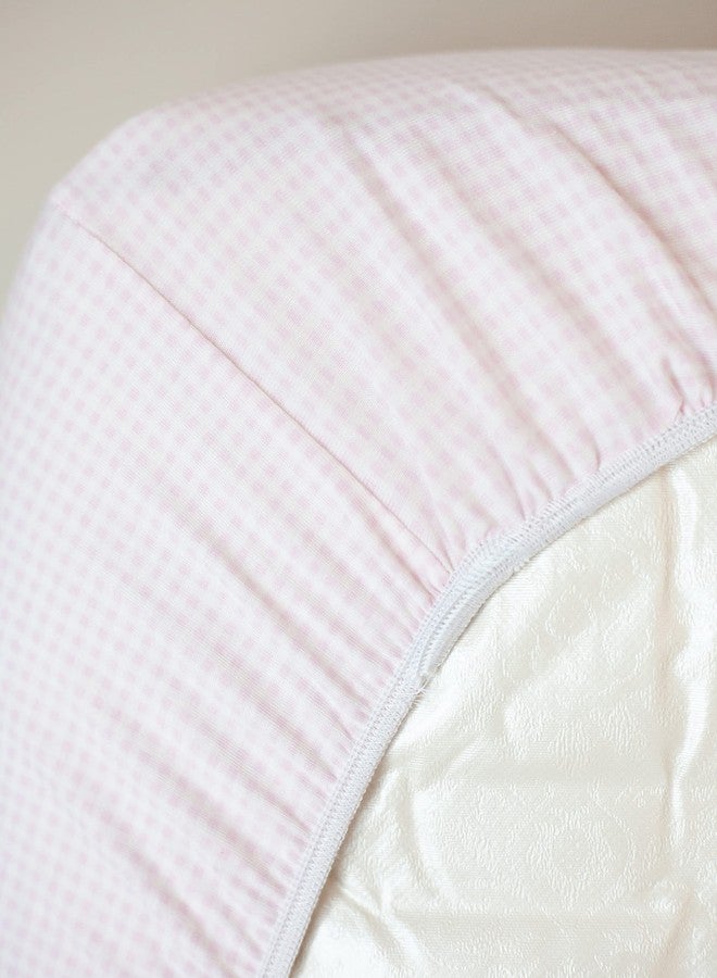 SHEETWORLD.COM SheetWorld Baby Fitted Cradle Sheet 18 x 36 inches, 100% Cotton Jersey Hypoallergenic Sheet, Unisex Boy Girl, Pink Gingham, Made in USA - Image 5