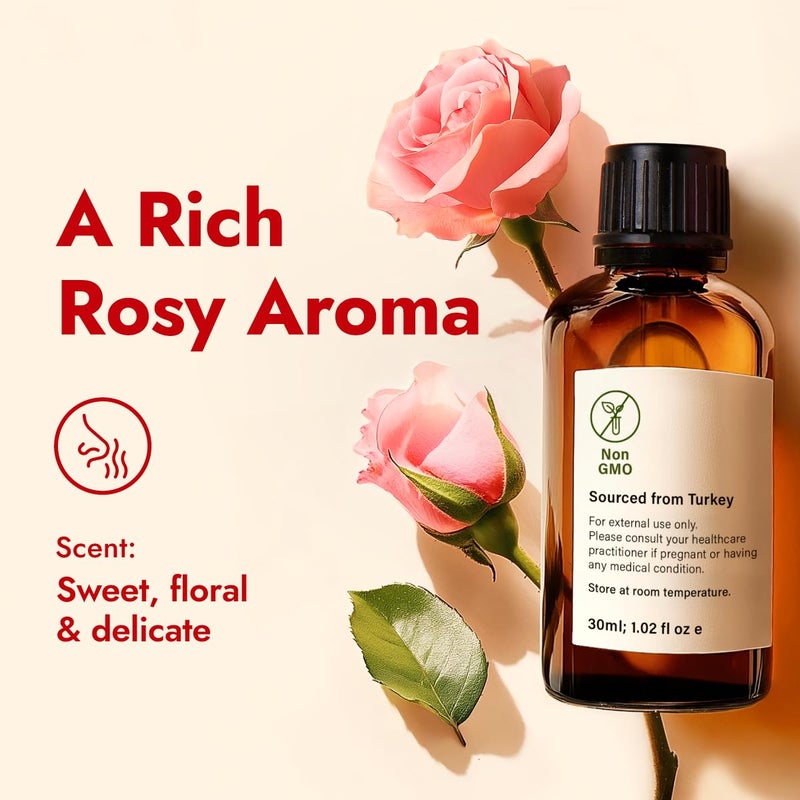 hana H'ana Rose Essential Oil - 1.02 Fl Oz - for Hair, Skin, Diffuser, Aromatherapy, DIY Candle & Soap Making - Image 2