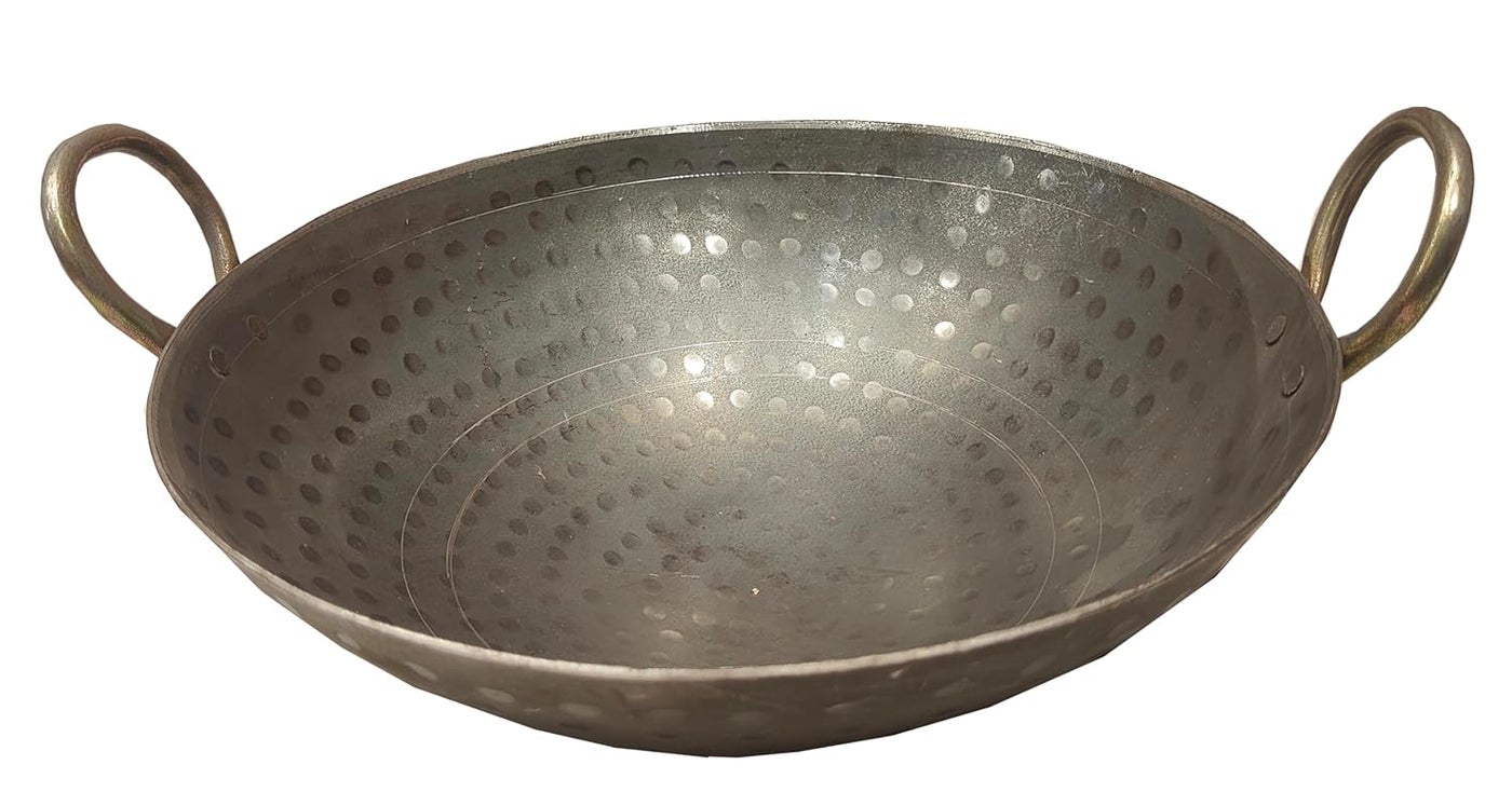 Aadittral Heavy Base Iron MattharHammered Kadhai Kadai with Handle for Kitchen Deep Frying Kadai KK003 1 Liter