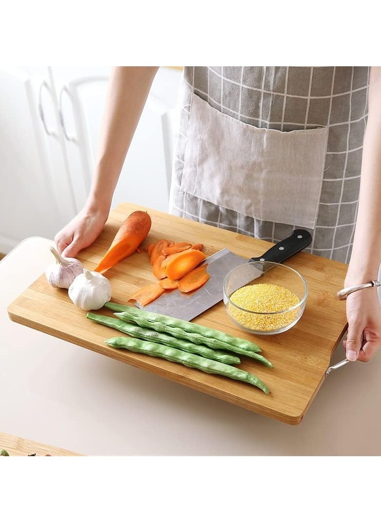 VIO Large Bamboo Wooden Cutting Chopping Dicing Serving Board for Vegetables Fruits Meat and Seving Cheese Breads Sushi Environment Friendly Moisture Resistant Long Lasting Size L 40 B 30 CM  - Image 1
