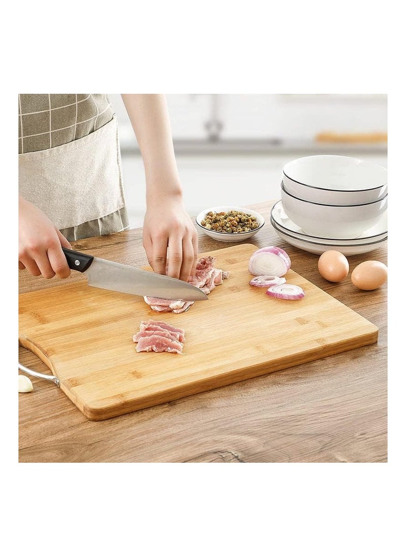 VIO Large Bamboo Wooden Cutting Chopping Dicing Serving Board for Vegetables Fruits Meat and Seving Cheese Breads Sushi Environment Friendly Moisture Resistant Long Lasting Size L 40 B 30 CM  - Image 4