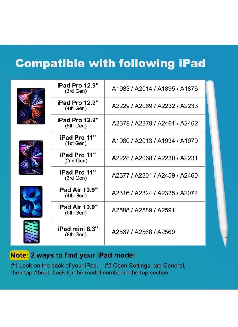 iPad, Stylus Pen for iPad with Bluetooth Magnetic, Palm Rejection, Tilt, Compatible with iPad Pro 11in1/2/3, iPad Pro12.9in3/4/5, iPad Air4/5, iPad Mini 6 - Image 2