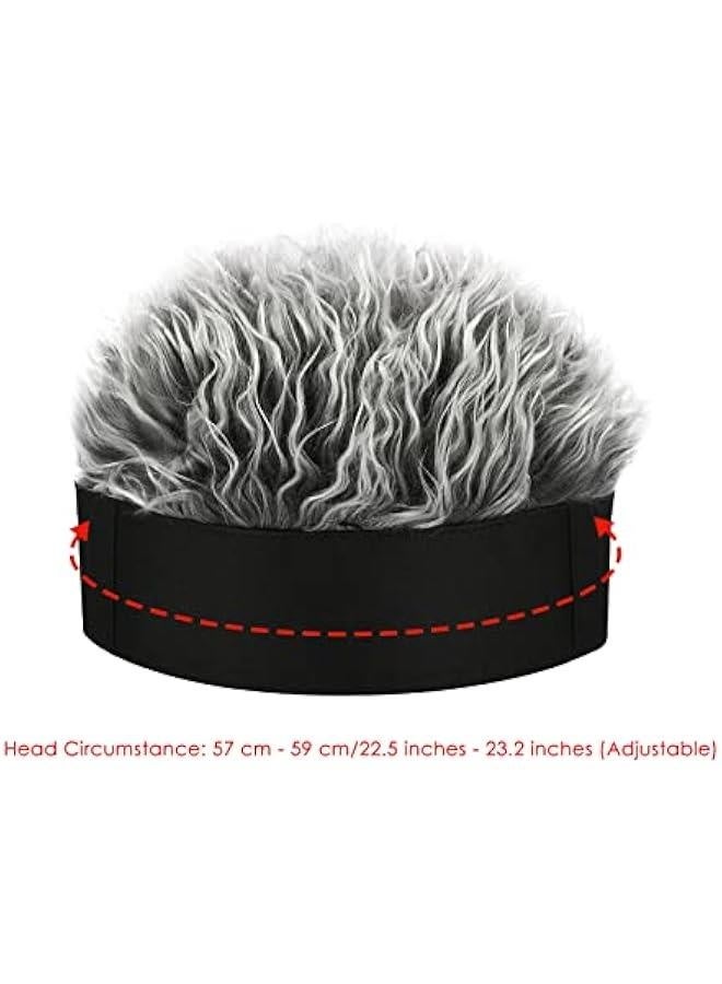 Frosted Tips Wig Novelty Hat with Hair for Men Spiked Hair Wig Funny Beanie Hats for Women  - Image 2
