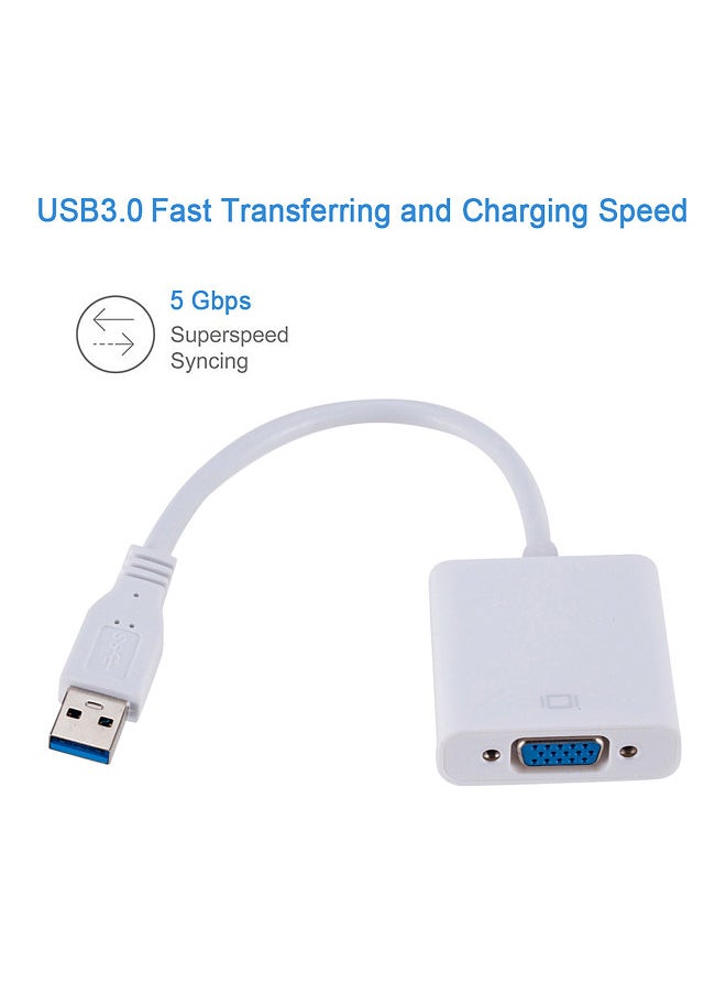 Generic - USB3.0 To VGA Adapter USB to VGA External Video Card VGA Converter for Desktop Laptop PC to Monitor Projector - Image 1