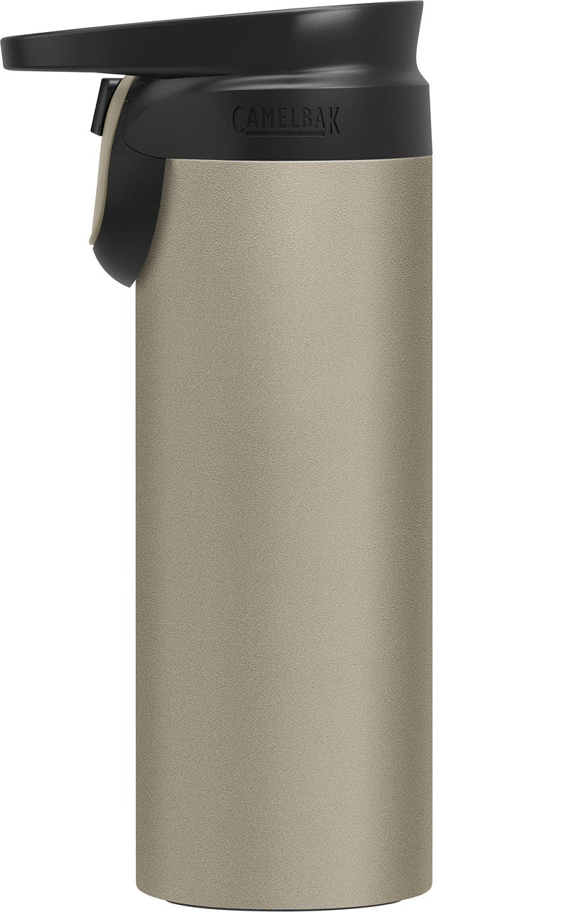 CAMELBAK كوب قهوة وسفر من كاملباك فورج فلو معزول من الفولاذ المقاوم للصدأ - قاعدة سيليكون غير قابلة للانزلاق - تشغيل سهل بيد واحدة - 16 أونصة دune - Image 3