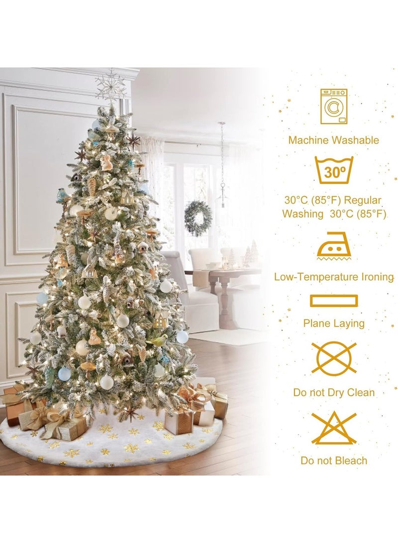 TAPIT 48 inch Christmas Tree Skirt Faux Fur Xmas Tree Skirt Christmas Decorations Holiday Tree Ornaments Tree Decoration for Christmas Home Decorations Xmas Party Holiday Decorations - Image 2