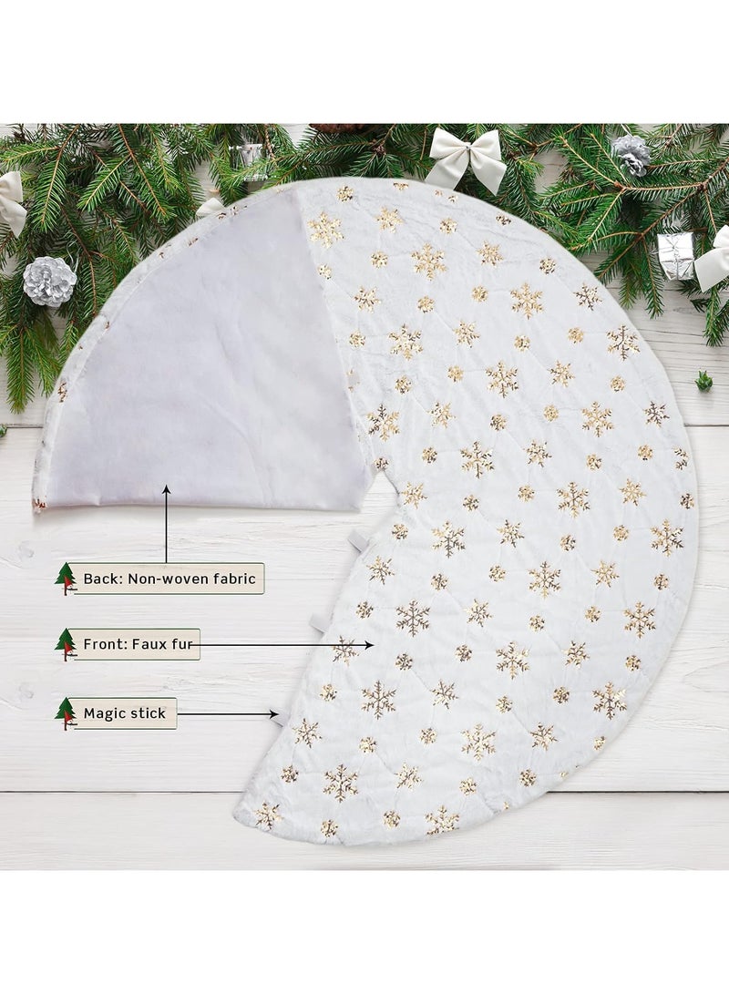 TAPIT 48 inch Christmas Tree Skirt Faux Fur Xmas Tree Skirt Christmas Decorations Holiday Tree Ornaments Tree Decoration for Christmas Home Decorations Xmas Party Holiday Decorations - Image 5