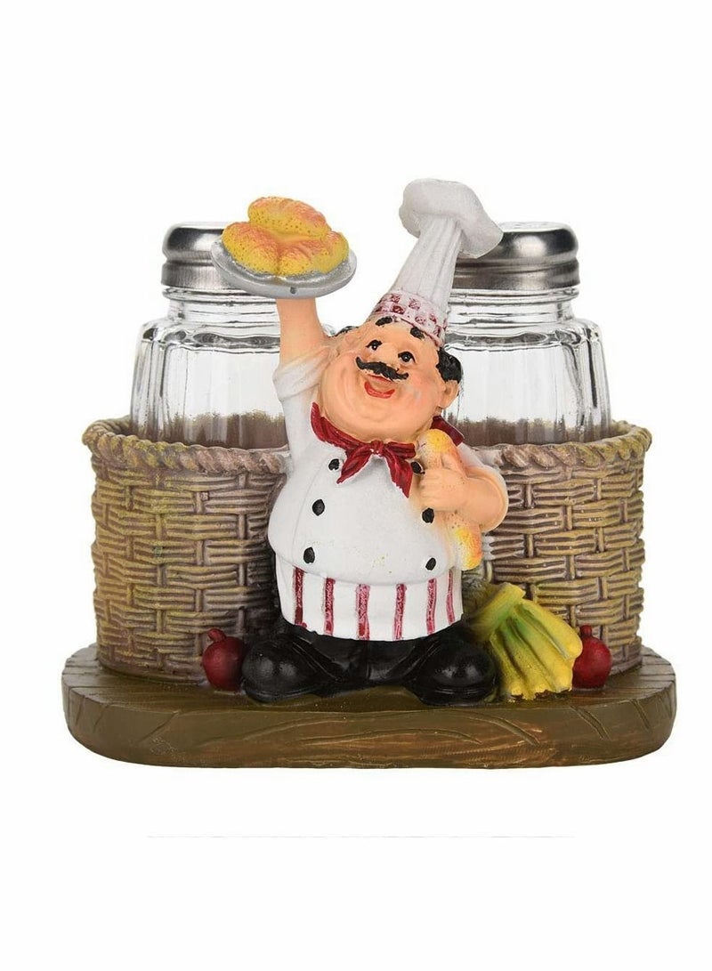 Glass Spice Jars, Salt and Pepper Shakers, Chef Decorative Statue Spice Organizer with Holder Figurine Gift for Family, Kitchen, Restaurant, Cafe, Bakery Seasoning Jar, Creative Handicraft Gifts - Image 1