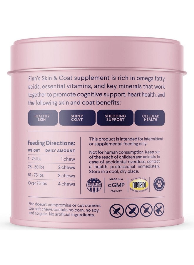 فين مكمل غذائي من زيت سمك السلمون من فين لجلد وشعر الكلاب | يُعزز كثافة ولمعان شعرها | زيت سمك من سمك السلمون البري في ألاسكا، أوميغا 3، حمض إيكوسابنتينويك وحمض دوكوساهيكسانويك، بيوتين، وزنك | 90 قرصًا طريًا للمضغ - Image 5