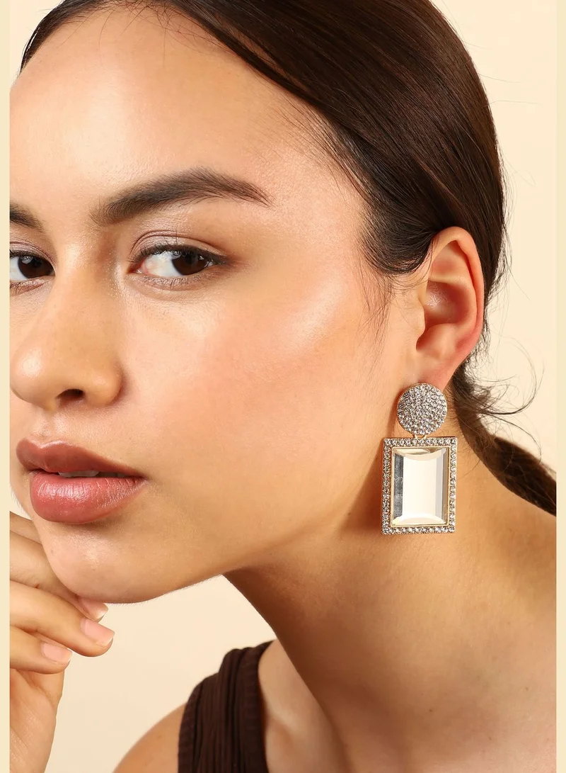 SOHI Gold Plated Designer Stone Drop Earring