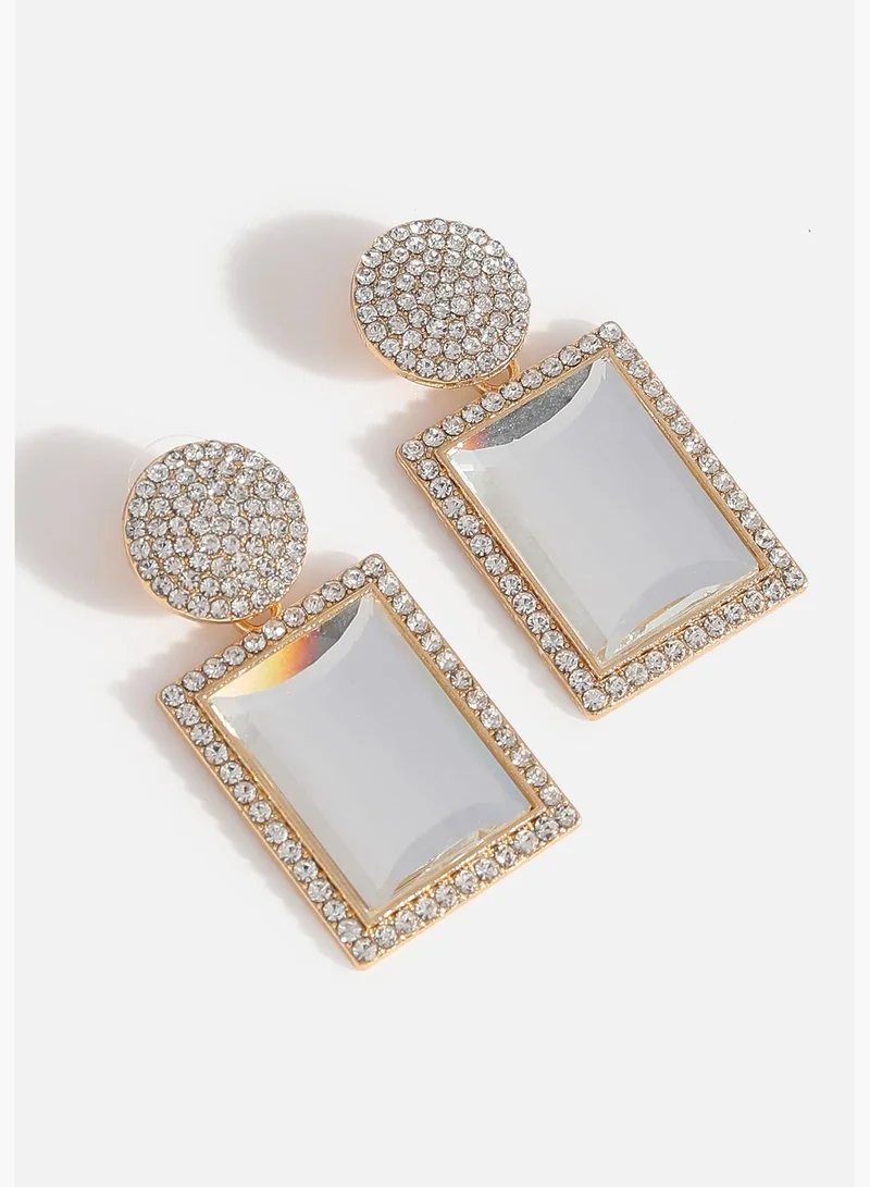 SOHI Gold Plated Designer Stone Drop Earring
