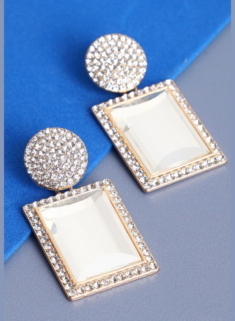 SOHI Gold Plated Designer Stone Drop Earring