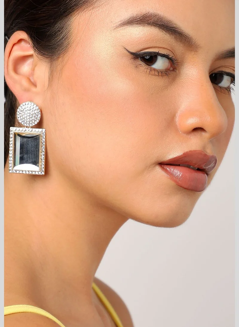 SOHI Gold Plated Designer Stone Drop Earring