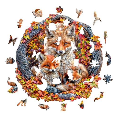 SECOGM Wooden Puzzles for Adults Animal Fox Wood Puzzles Adult Unique Animal Shape Wooden Jigsaw Puzzles for Adults Birthday Gifts for Puzzle Lovers Family 134 134in 300 Pieces - Image 5