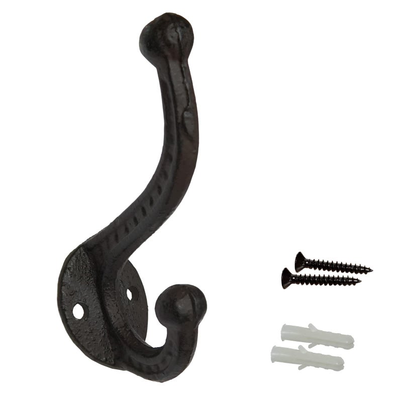YMAISS Antique Rustic Black Cast Iron HooksAntique Old Shabby Chic Cast Iron Hooks Wall Mounted Set of 6 Vintage Inspired Coats Bags Hats TowelsMatching Screws Included - Image 2