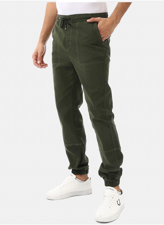 Andora - Stitched Elastic Waist Casual Pants - Image 1