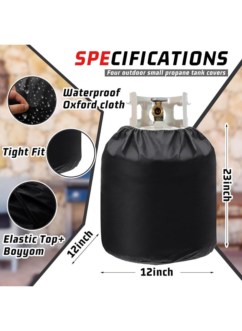 Nuenen Nuenen 4 Pcs Propane Tank Cover 20 lb Propane Cylinder Cover Heavy Duty Waterproof Reliable Weather Resistant RV Gas Cylinder Storage Pocket for Outdoor Grill Accessories 12 x 23 Black  - Image 2