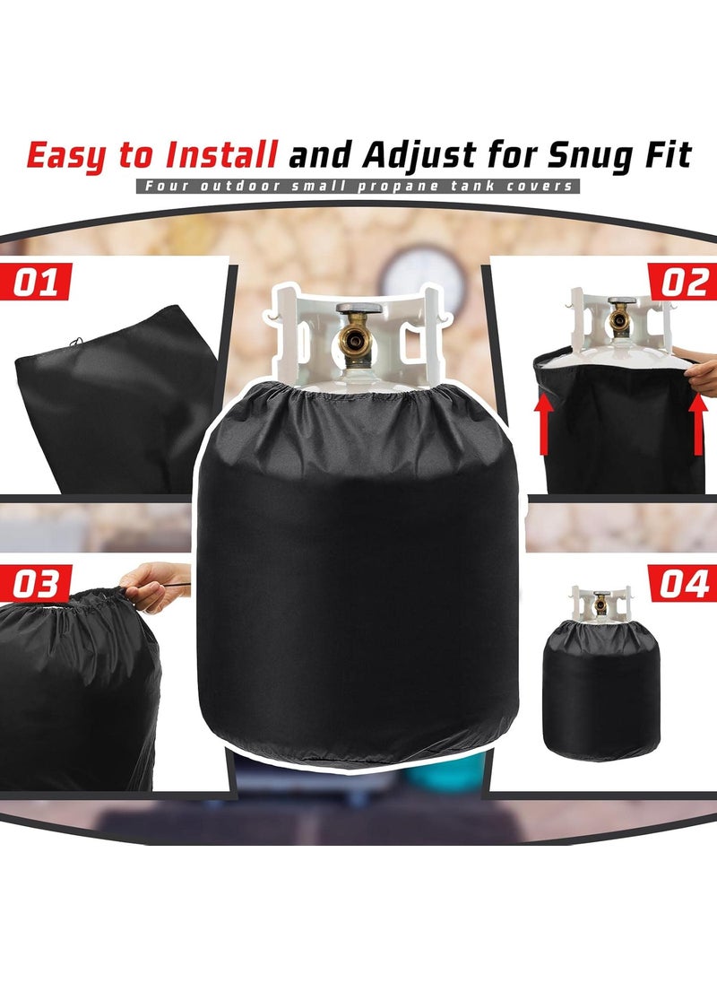 Nuenen Nuenen 4 Pcs Propane Tank Cover 20 lb Propane Cylinder Cover Heavy Duty Waterproof Reliable Weather Resistant RV Gas Cylinder Storage Pocket for Outdoor Grill Accessories 12 x 23 Black  - Image 4