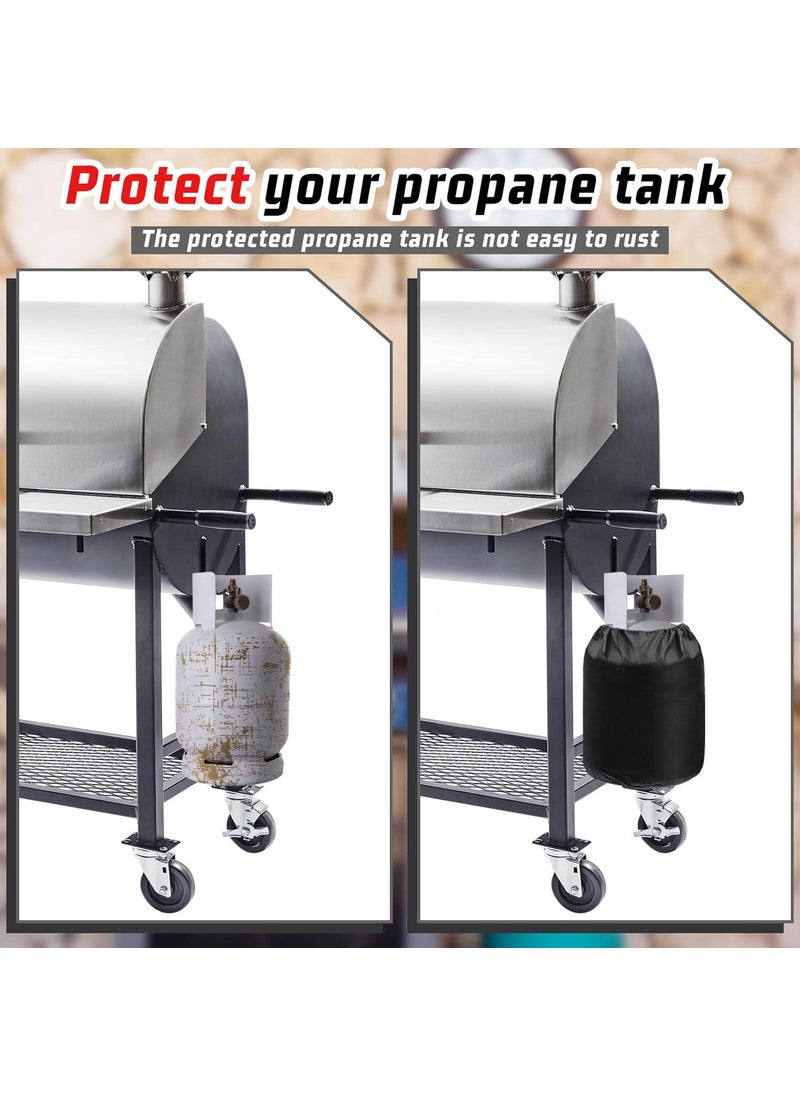 Nuenen Nuenen 4 Pcs Propane Tank Cover 20 lb Propane Cylinder Cover Heavy Duty Waterproof Reliable Weather Resistant RV Gas Cylinder Storage Pocket for Outdoor Grill Accessories 12 x 23 Black  - Image 5