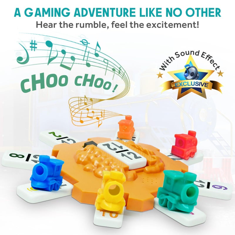 Yinlo Mexican Train Dominoes Set Hub with Real Train Sound Double 12 Colored Number - Image 3