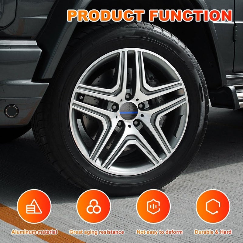 HEVLE 4PCS American Flag Wheel Center Caps, Center Caps for Rims, Car Wheel Center Rims Stickers Decals, Automotive Exterior Accessories Waterproof & Rustproof Wheel Hub Cap for Car (Black Blue) - Image 5
