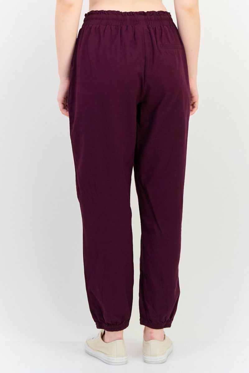 ONLY Jdy By Only Women Regular Fit Plain Jogger Pants, Burgundy - Image 3
