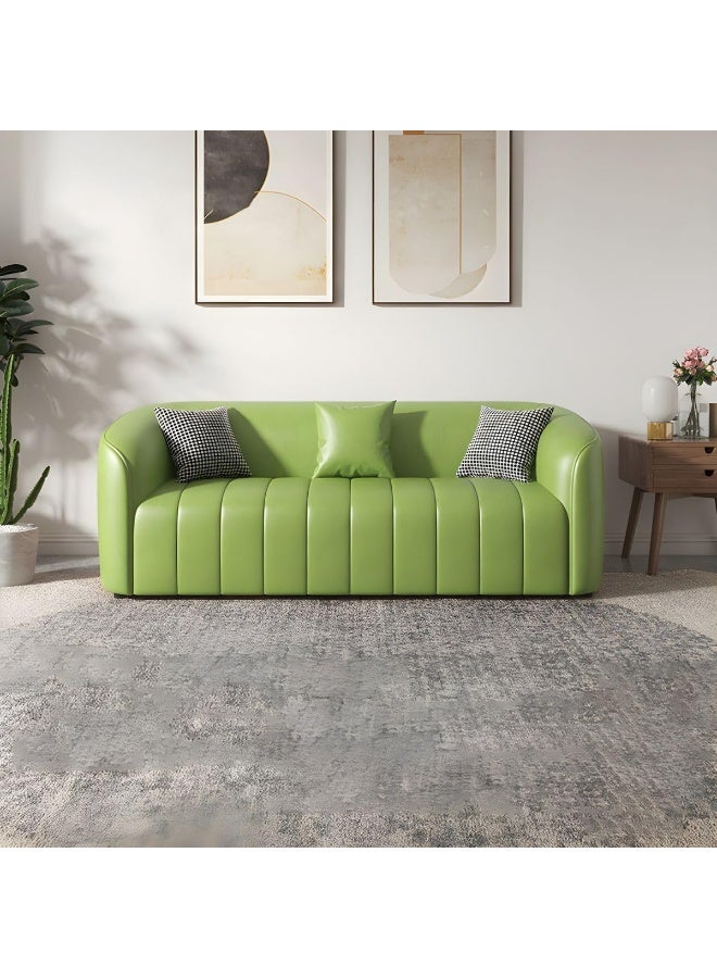 Poppins Home Contemporary Three-Seater Sofa with Tuxedo-Style Design and Sleek Faux Leather Upholstery (Light Green)  - Image 1