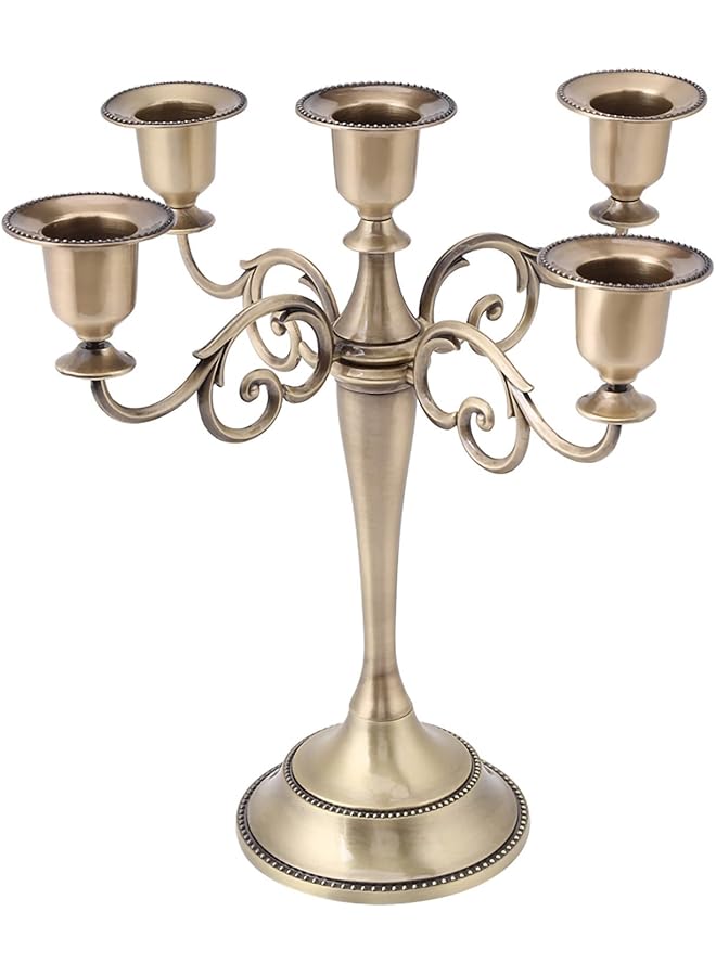 erorex Elegant Candle Holder Stand 5 Arms Alloy Candle Holder European Candelabra Wedding Candlestick Wedding Event Candelabra Home Decor Bronze - Image 1