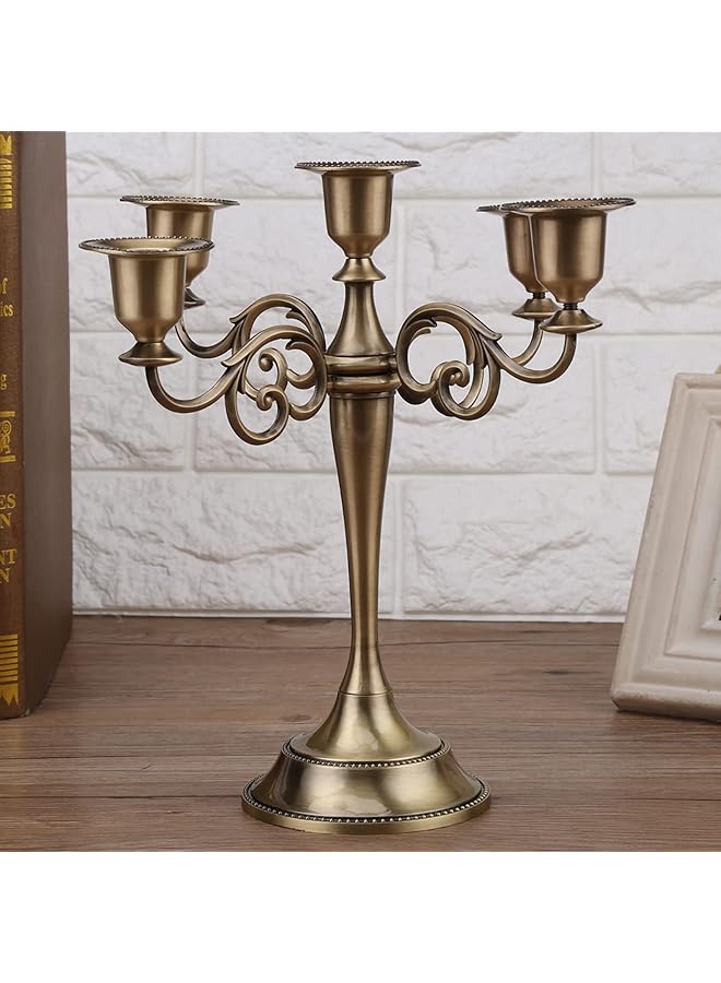 erorex Elegant Candle Holder Stand 5 Arms Alloy Candle Holder European Candelabra Wedding Candlestick Wedding Event Candelabra Home Decor Bronze - Image 5