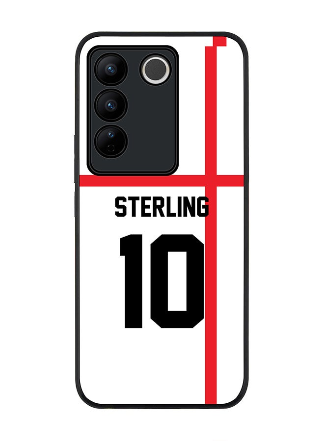 Stylizedd Rugged Black Edge case for Vivo V27 / Vivo V27 Pro / Vivo S16,Slim fit Flexible Cover - Football Team - England, Player Name - Sterling - Image 1