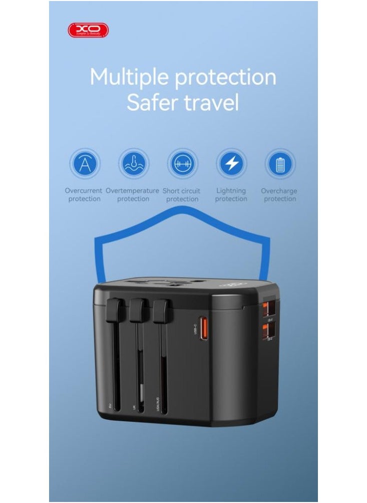 XO INET Universal Travel Adaptor Charger Multi Port PD 20W Fast Charge  - Image 3