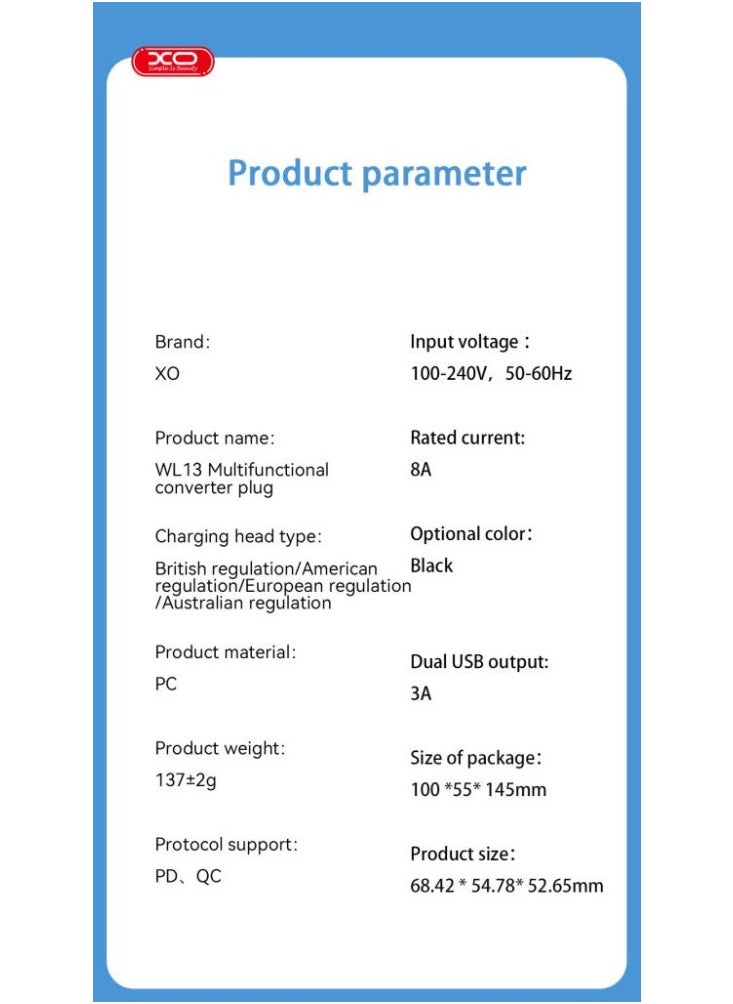 XO INET Universal Travel Adaptor Charger Multi Port PD 20W Fast Charge  - Image 4