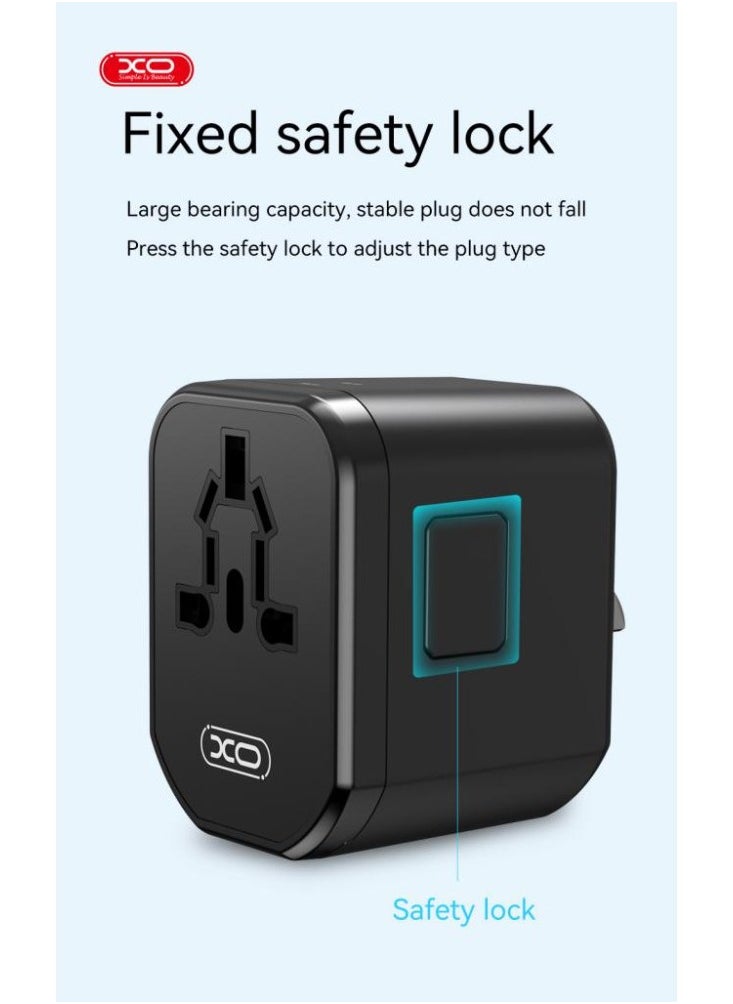 XO INET Universal Travel Adaptor Charger Multi Port PD 20W Fast Charge  - Image 2