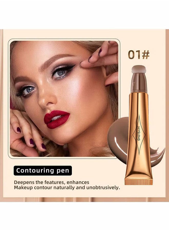Jaysuing - 3 Pcs Cream Contour Sticks with Cushion Applicatorb - Shades with Highlighter and Blush - Waterproof Contour Pen - Highlighter Stick,Blush Stick Easy to Create 3D Face Makeup Set - Image 1