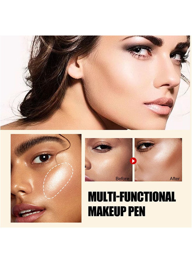 Jaysuing - 3 Pcs Cream Contour Sticks with Cushion Applicatorb - Shades with Highlighter and Blush - Waterproof Contour Pen - Highlighter Stick,Blush Stick Easy to Create 3D Face Makeup Set - Image 1