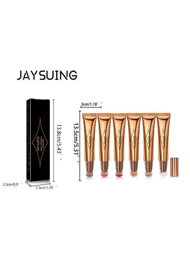 Jaysuing - 3 Pcs Cream Contour Sticks with Cushion Applicatorb - Shades with Highlighter and Blush - Waterproof Contour Pen - Highlighter Stick,Blush Stick Easy to Create 3D Face Makeup Set - Image 1